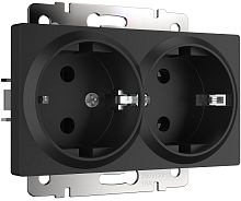 Розетка с заземлением без рамки Werkel 1-м. 2-мод. черный матовый картинка